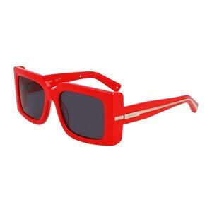 Salvatore Ferragamo Sunglasses Square Full Rim, Shiny Red Frame and Grey Lens
